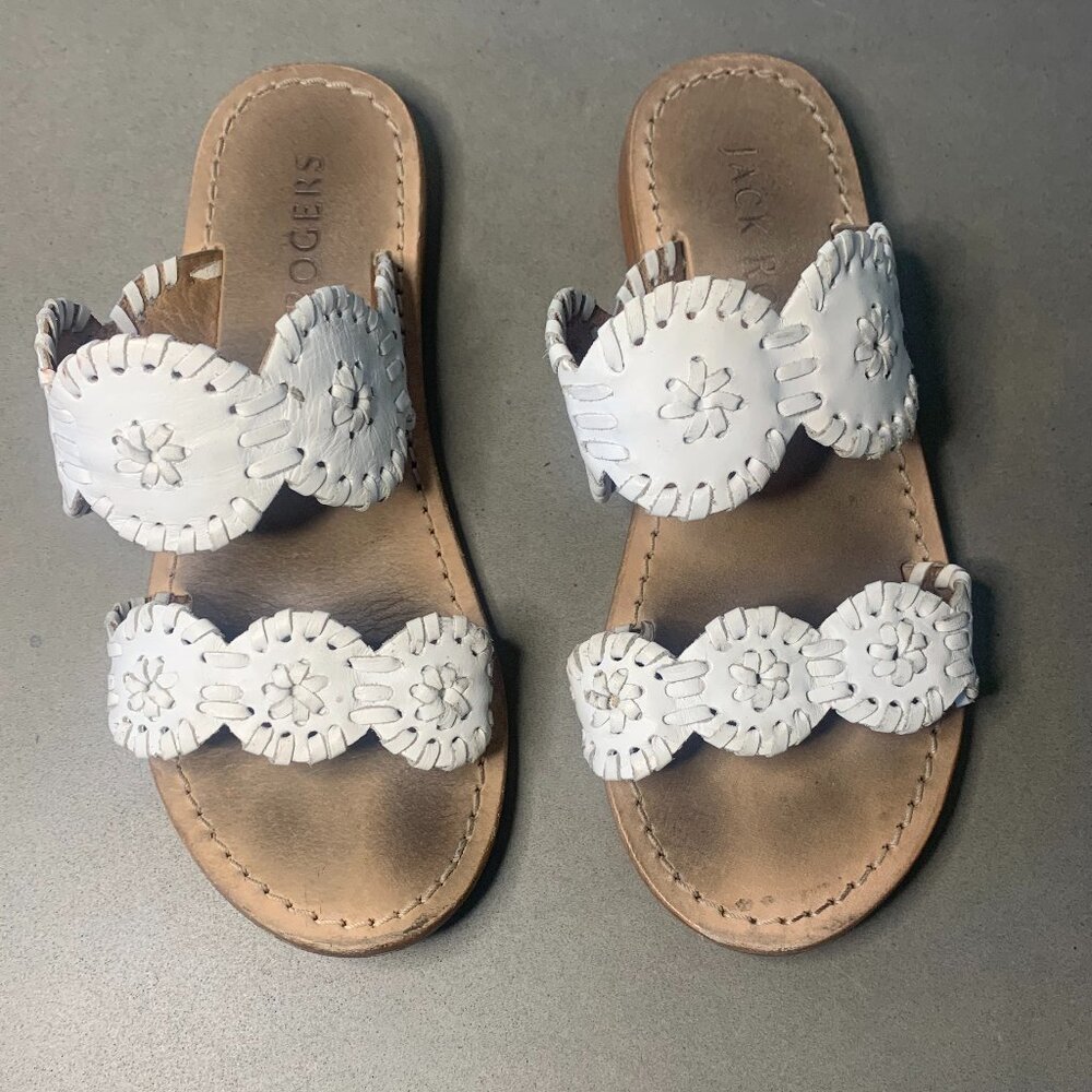 Jack Rogers Lauren Sandals Kids Size 13 White Double Strap